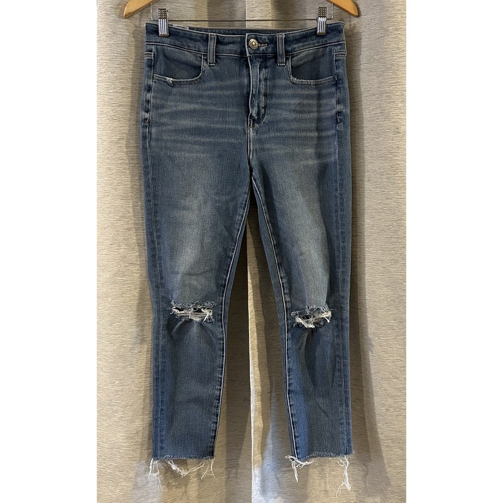 American Eagle Jeans Womens 6 Distressed High Rise Jegging Stretch Dream Jean